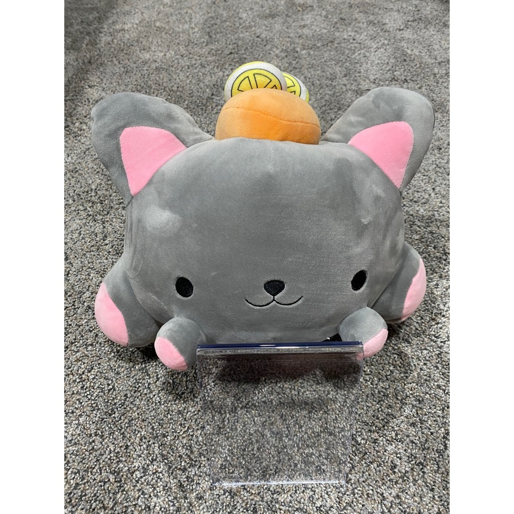 Smooshy Mushy‎ Fiesta Grey Cat Plush Stuffed Animal with Fruit Lemon Orange